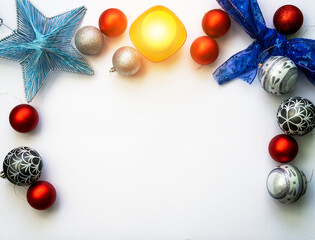 top view of christmas decoration background with copy space