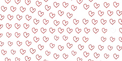 Light Red vector background with hearts.