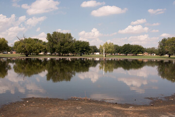 The Polluted Lake that forms in Album Park aka Eastwood Park, after it Rains in East El Paso,Texas