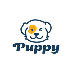 smiling dog head cartoon logo
