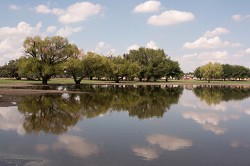 The Polluted Lake that forms in Album Park aka Eastwood Park, after it Rains in East El Paso,Texas