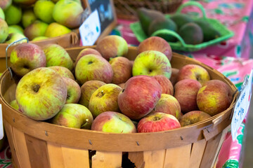 Apple Crate full of green and red colored apples
