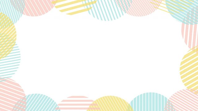 Pastel striped circles frame background (random motion, seamless loop, black background)