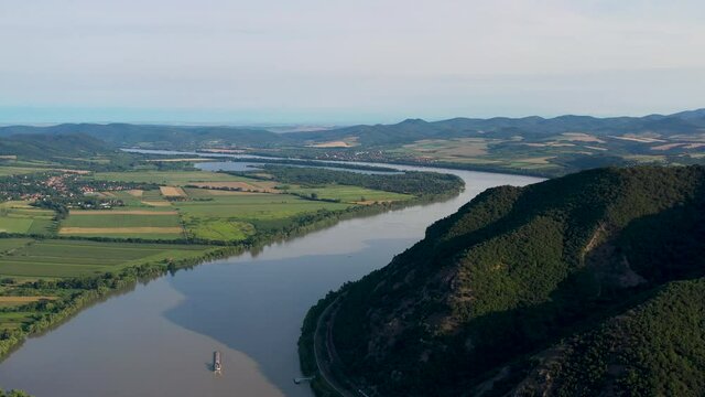 Rotating drone shot of the Hernad Valley in Hungary near the Boldogko Castle