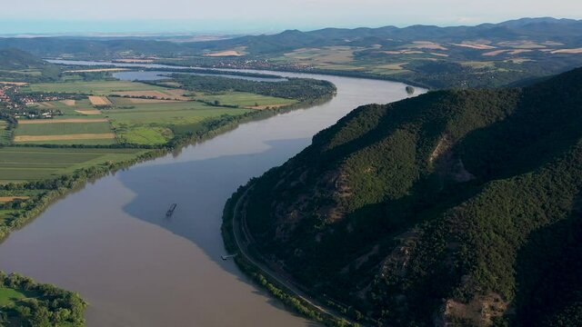 Drone shot of the Hernad Valley in Hungary near the Boldogko Castle