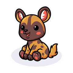 Cute wild dog cartoon sitting