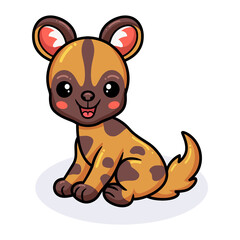 Cute wild dog cartoon sitting