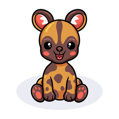 Cute wild dog cartoon sitting