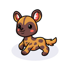 Cute happy wild dog cartoon