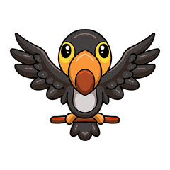 Cute little toucan cartoon on tree branch