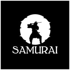 Samurai warrior Logo Design Vector. Silhouette of Samurai