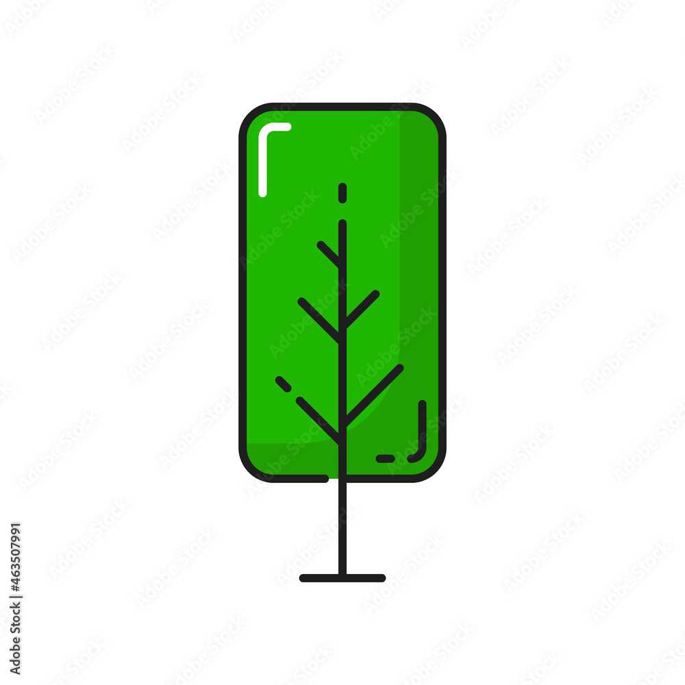 Poster green birch tree isolated thin line icon. vector natural botanical outline plant, clean environment 