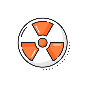 recommend clip art: Radiation hazard sign isolated color line icon. Vector mark radiation area, radioactive chemical power emblem. Radioactivity warning symbol, caution of genetics problems due to nuclear pollution