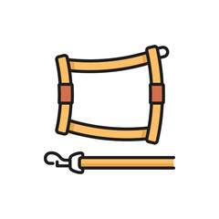 Adjustable cat harness isolated leather pets accessory icon. Vector pets training equipment, strap and laces. Feline animals collar, belt and leashes cord, puppies and sledding dogs control tool
