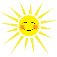 Smile sun with rays. Happy element. Calendar design. Flat design. Cartoon style. Vector illustration. Stock image. 