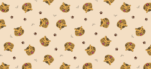 虎のシームレスなパターン-総柄
