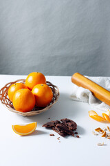 Orange and chocolate biscuits. Cookies, orange and zest.