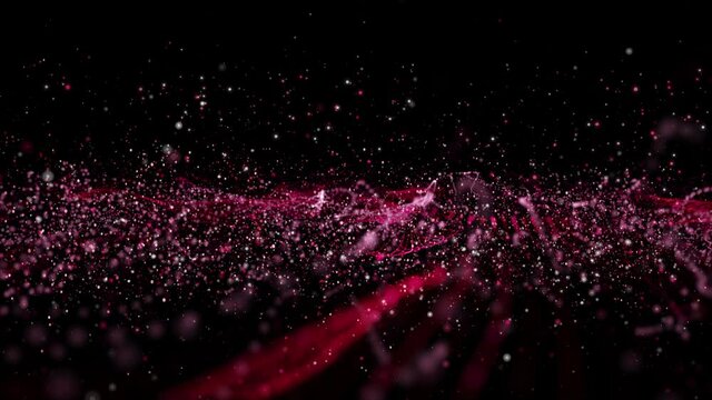 Powerful video animation with wave object and glitter particles in slow motion, 4096x2304 loop 4K