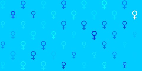 Light Pink, Blue vector backdrop with women power symbols.