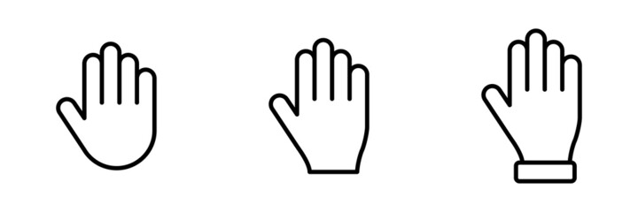 Conjunto de iono de palma de mano humana. Concepto de detenerse. Icono de aviso de detenerse. Ilustración vectorial