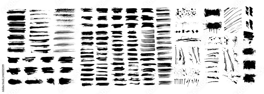 Aufkleber grunge stencil with splashes, very detailed collection. ink brush strokes, art compositions. dirty a