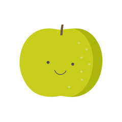 1個のナシの実が微笑んでいる主線なしのカラーイラスト