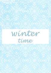 Naklejka na ściany i meble Winter postcard layouts in blue with an inscription.