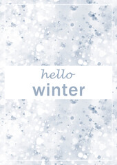 Winter postcard layouts in blue with an inscription.