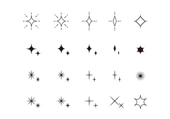 キラキラ　あしらい　アイコン　ベクター　セット