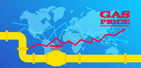 gas price rising up chart vector illustration
