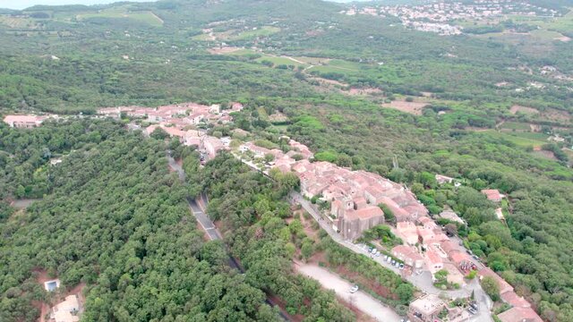 Aerial view of the Gassin village from south of France