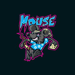 Mouse mascot logo design vector with modern illustration concept style for badge, emblem and t shirt printing. Mouse zombie monster illustration.