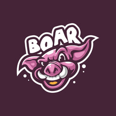 Boar mascot logo design vector with modern illustration concept style for badge, emblem and t shirt printing. Smart head boar illustration.