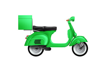 Scooter isolated on white background. Food delivery concept, new technologies, last mile. 3D illustration, 3D render