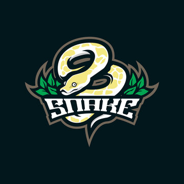 Snake claus mascot logo design vector with modern illustration concept style for badge, emblem and t shirt printing. Snake python illustration.