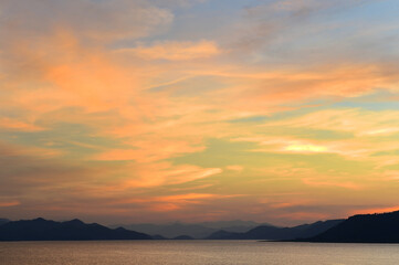 Beautiful landscape sunset above the sea