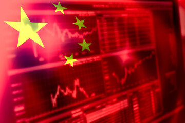 Die Börse und Flagge von China