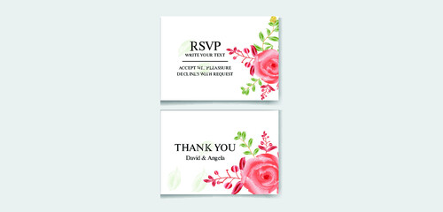 Fototapeta na wymiar wedding invitation card with flower and leaves and Elegant greenery on wedding invitation card template