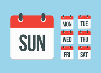 Vector set icon page calendar, days of the week