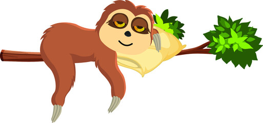 A cute illustration of a sleepy sloth © Nipun