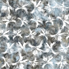 Seamless neutral and white grungy classic abstract surface pattern design for print. High quality illustration. Monochrome earth colored design with white pattern design overlay. Repeat graphic swatch