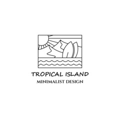 tropical island line art icon logo minimalist vector illustration