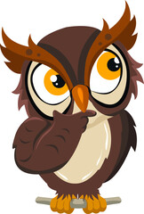 Fototapeta premium A cute illustration of a thinking owl