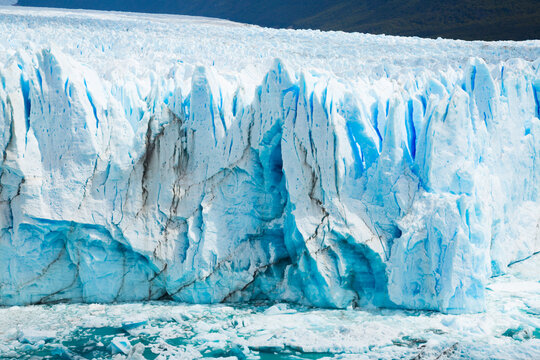 Steep slope of glacier Perito Moreno (Glaciar Perito Moreno) located in national park Los Glyacious. Patagonia, Argentina