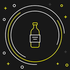 Line Glass bottle of vodka icon isolated on black background. Colorful outline concept. Vector