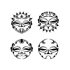 Polynesian tattoo styled masks. Vector illustration. - obrazy, fototapety, plakaty