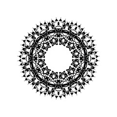 Round mandala. Black and white oriental pattern. Ethnic motif. Coloring. Tattoo template, henna ornament. Psychedelic vector.