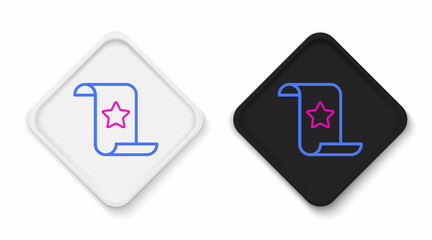 Line Paper check and financial check icon isolated on white background. Paper print check, shop receipt or bill. Colorful outline concept. Vector