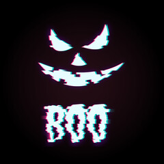 Scary pumpkin face with glitch effect