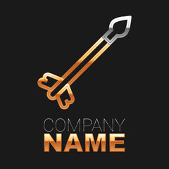 Line Medieval arrows icon isolated on black background. Medieval weapon. Colorful outline concept. Vector